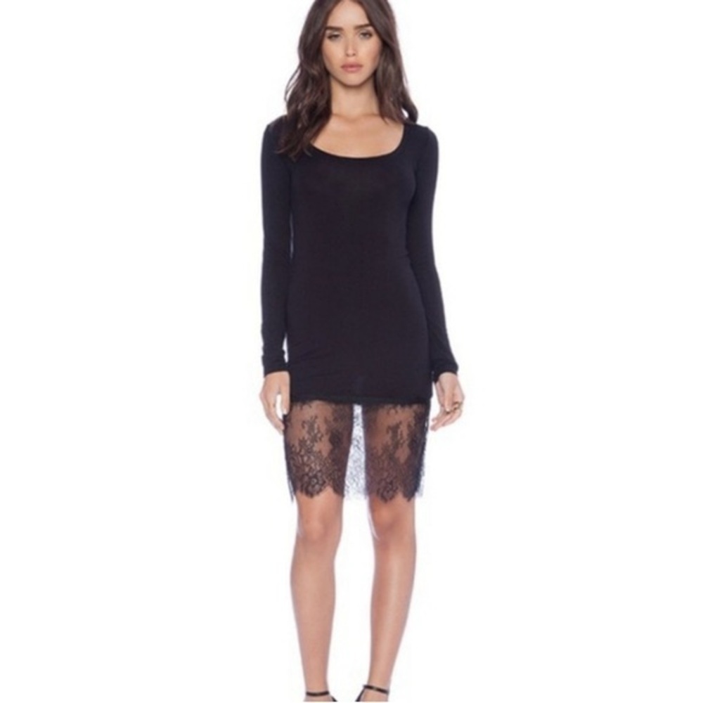 42 BCBGMAXAZRIA Livi Long Sleeve Dress With Lace Trim Size XS